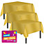 3pk Gold Table Cover 121 x 121 cm Gold Party Table Cloth Plastic Disposable Tablecloths For Parties
