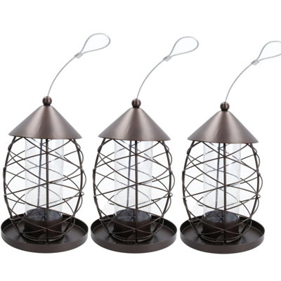 3pk Lantern Bird Feeder Seed Holder Hanging Feeding Station Wild Birds 17x25cm