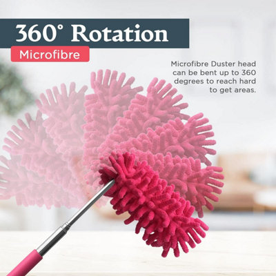 3pk Microfibre Extendable Feather Duster Brush - Feather Dusters for Cleaning Extendable Duster up to 76cm with Microfiber Duster - 4