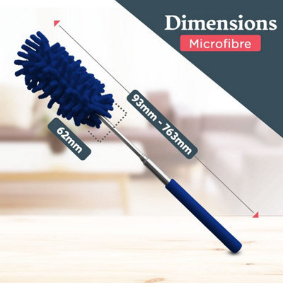 3pk Microfibre Extendable Feather Duster Brush - Feather Dusters for Cleaning Extendable Duster up to 76cm with Microfiber Duster - 7