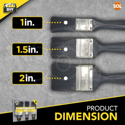 MAXMAN Paint Brush Set – 3-Pack No-Bristle-Loss Brushes For Walls, Ceilings, Furniture & Cabinets (1", 1.5" Angle, 2" Flat)