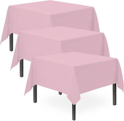 3pk Pink Table Cloths Party 121 x 121cm, Disposable Plastic Table Cover Party Pink Table Cloth Party Table Cover Pink
