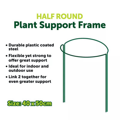 3pk Plant Support Ring Stakes Half Round Flower Support Garden Cage ...
