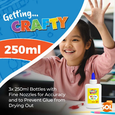 3pk PVA Glue for Crafting Kids 750ml Total Strong Kids Glue for