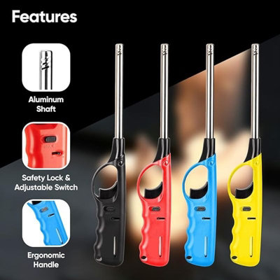 3pk Refillable BBQ Lighters Long Reach Large Kitchen Household Gas ...