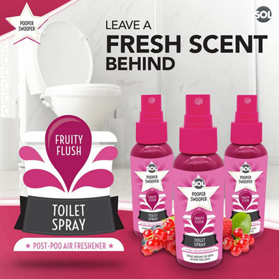 3pk x 60ml Star Toilet Spray - Fruity Flush Fragrance Odour Masking Toilet Air Fresheners