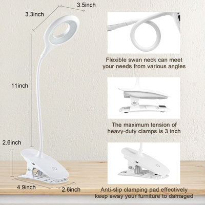 LED Clip-On Desktop Lamp Bed Reading Working Table Study Light With Clamp M7X5 e