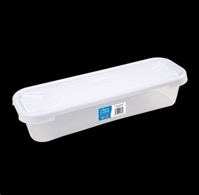 3x 1.2L Bacon Storage Box Slim Food Tub Clear White Lid Storage ...
