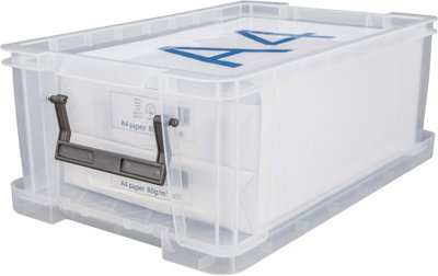 3x 10L Clear Stacking Storage Box With Clip Lock Lid Storage 40x26x15cm