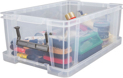3x 10L Clear Stacking Storage Box With Clip Lock Lid Storage 40x26x15cm