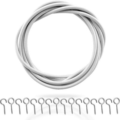 3x 3M Net Curtain Wire with 8 Hooks and 8 Eyes Strong Flexible Hanging ...