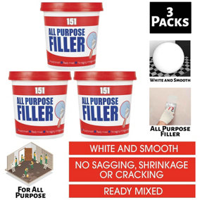 3X ALL PURPOSE FILLER White 600g Smooth Ready Mixed Interior Exterior Use Wood Wall