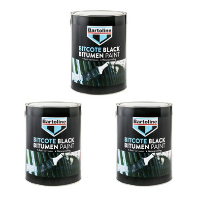 3x Bartoline Bitcote Black Bitumen Paint Anti-Corrosion Waterproof ...