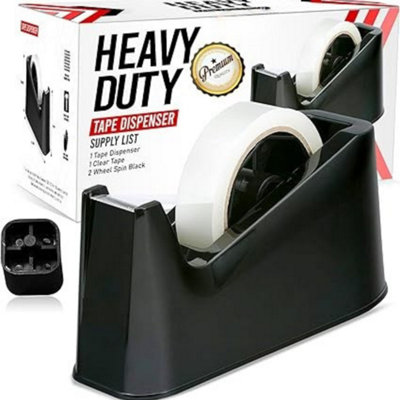 3x Black Heavy Duty Tape Dispenser Weighted Non Skid Rubber Base Sharp ...