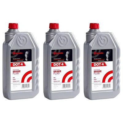 3x Brake Fluid 1L DOT 4 1 Litre Bottle 1500 Viscosity at -40C BREMBO L04010