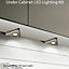 3x BRUSHED NICKEL Triangle Surface Under Cabinet Kitchen Light & Driver Kit - Natural White LED