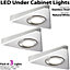 3x BRUSHED NICKEL Triangle Surface Under Cabinet Kitchen Light & Driver Kit - Natural White LED