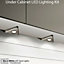 3x BRUSHED NICKEL Triangle Surface Under Cabinet Kitchen Light & Driver Kit - Warm White LED