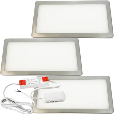 3x BRUSHED NICKEL Ultra-Slim Rectangle Under Cabinet Kitchen Light ...
