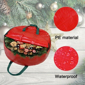 3X Christmas Wreath Storage Bag Xmas Gift Decoration Handles & Zipper Tree Bag