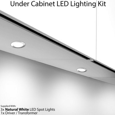 3x CHROME Round Flush Under Cabinet Kitchen Light & Driver Kit - Natural White LED