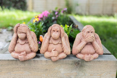 3x Monkey Hear See Speak No Evil Ornaments