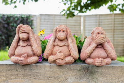 3x Monkey Hear See Speak No Evil Ornaments