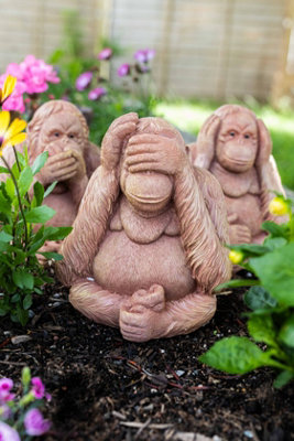 3x Monkey Hear See Speak No Evil Ornaments