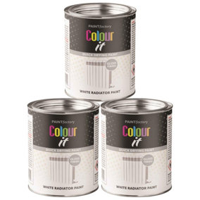 3X Paint Factory Colour It White Radiator Paint Tin 300ml