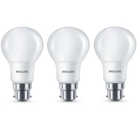 3x Philips LED Frosted B22 60w Warm White Bayonet Cap Light Bulbs Lamp 806 Lm