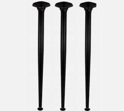 3x Table Leg Breakfast Bar Worktop Support Kitchen Round 710mm Black