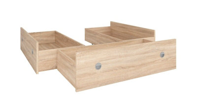 3x Underbed Bed Storage Drawers for Double Bed Light Wood Effect Sonoma Oak Nepo