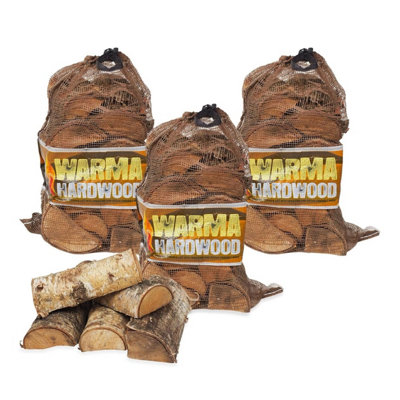 3x Warma Kiln Dried Hardwood Firewood Logs Real Wood Logs 25L Net