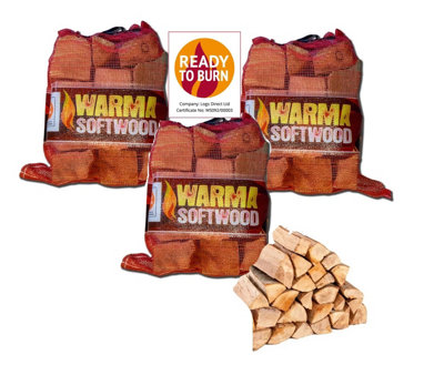 3x Warma Softwood Kiln Dried Logs Firewood Firepit Chimenea Pizza Oven Logs 7kg