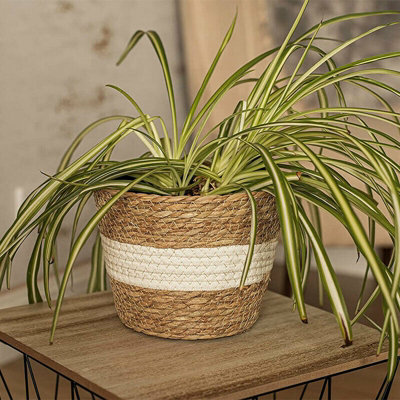3x Woven Rope Storage Baskets Plant Pots - 4