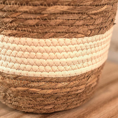 3x Woven Rope Storage Baskets Plant Pots - 6