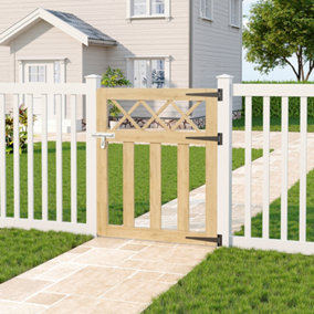 3x2.5ft Outdoor Cross Top Garden Wooden Gate  Fence Gate Yard Patio Entrance Way Door Security Barrier