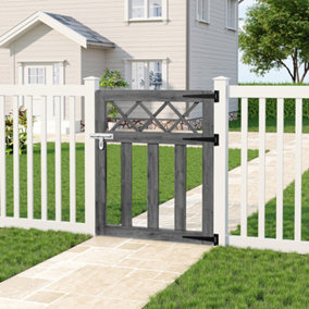 3x2.5ft Outdoor Grey Cross Top Garden Wooden Gate  Fence Gate Yard Patio Entrance Way Door Security Barrier