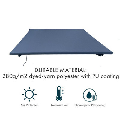 3x2.5m Grey Manual Retractable Awning