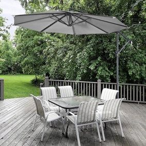 3x2.6M Light Grey Outdoor Garden Patio Banana Cantilever Parasol Patio Umbrellas for Beach Backyard and Pool No Base