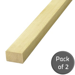 3x2 Inch Treated Timber (C16) 44x70mm (L)1500mm - Pack of 2