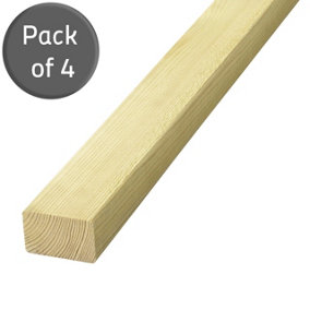 3x2 Inch Treated Timber (C16) 44x70mm (L)1800mm - Pack of 4
