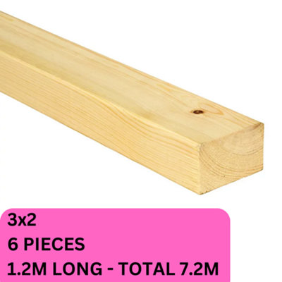 3X2 Plane Scant Timber Wood 50x75mm 1.2m x 6 Total 7.2M | DIY at B&Q