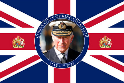 3x2FT Union Jack Flag New King Charles III Potrait British Sovereign Coronation