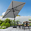 3x2M Outdoor Garden Rectangular Parasol Umbrella Patio Sun Shade Crank Tilt with Square Base, Light Grey