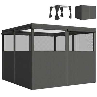 3x3 m Gazebo Replacement Curtains Privacy Panel Set, 4 Panels