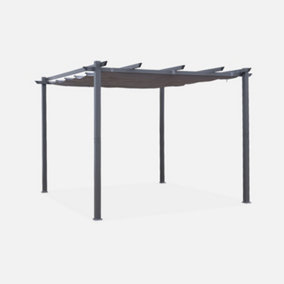 3x3m aluminium pergola gazebo with retractable roof - Isla - Grey