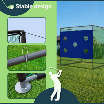 3X3M Backyard Golf Practice Swing Hitting Training Cage Nets 5 Hole Target Sheet - 4