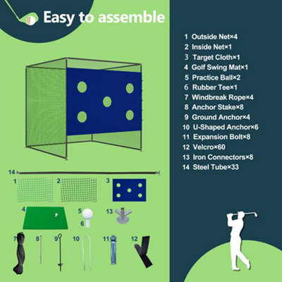 3X3M Backyard Golf Practice Swing Hitting Training Cage Nets 5 Hole Target Sheet - 7