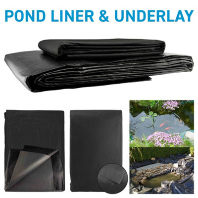 3x3m Black L-Grade 200gsm Flexible Pond Liner with 50gsm Eco Underlay, UV Resistant,